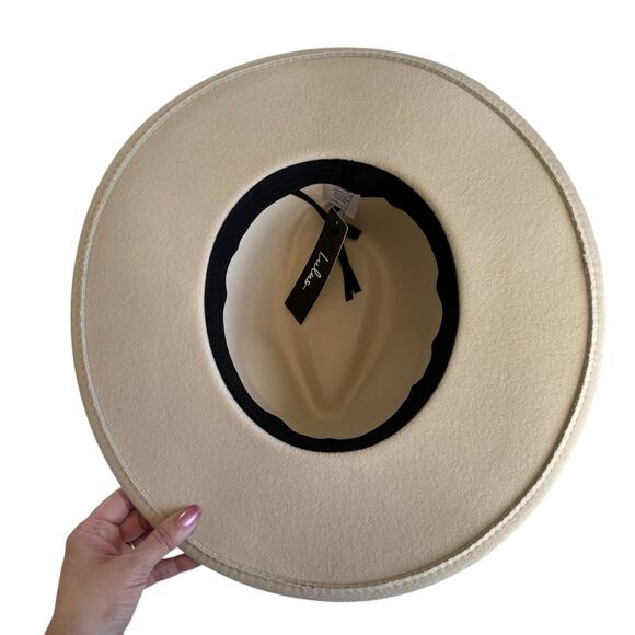 Lulus What a Stud Bone Wide Brim Hat Trendy Felt Women’s One Size NWT - Picture 4 of 6
